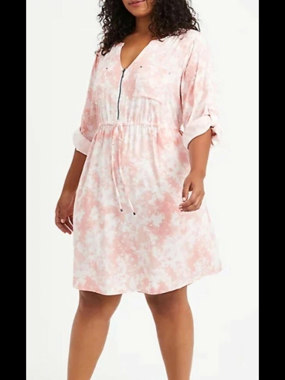 NWT Torrid Plus Size 3X SHIRT DRESS - STRETCH CHALLIS TIE DYE PINK